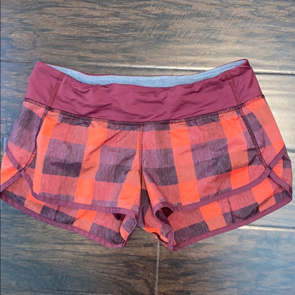 Red plaid lululemon shorts